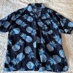 Tropical Navy Pineapple Print Shirt